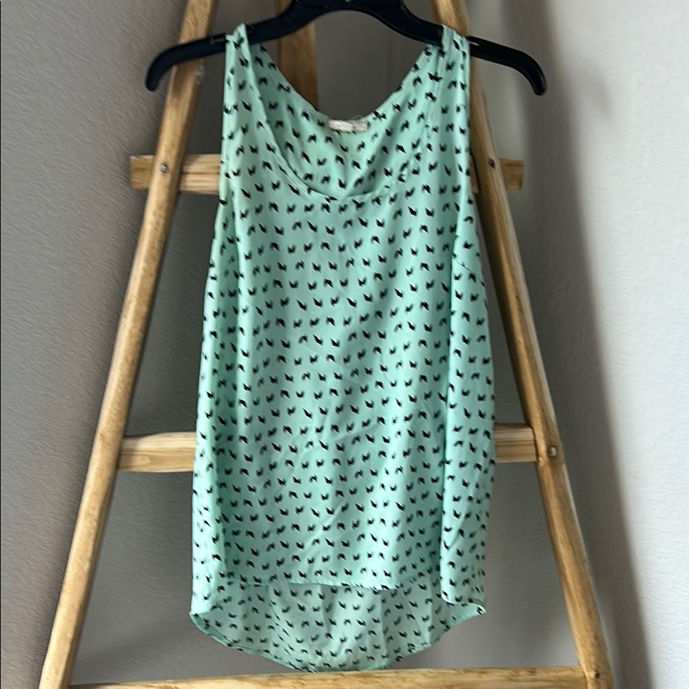 Pleione Mint Green & Black Patterned Tank Top